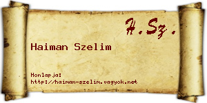Haiman Szelim névjegykártya